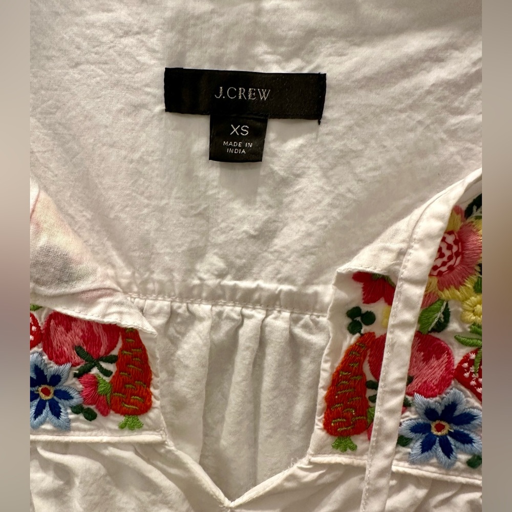 J. Crew White Dress with Colorful Floral Embroidery - Picture 3 of 6